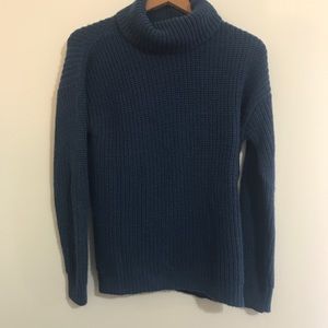 Navy Blue Knit Turtleneck Sweater